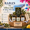 Baba's Bakaliko olive oil and three Mediterranean spice blends gift basket